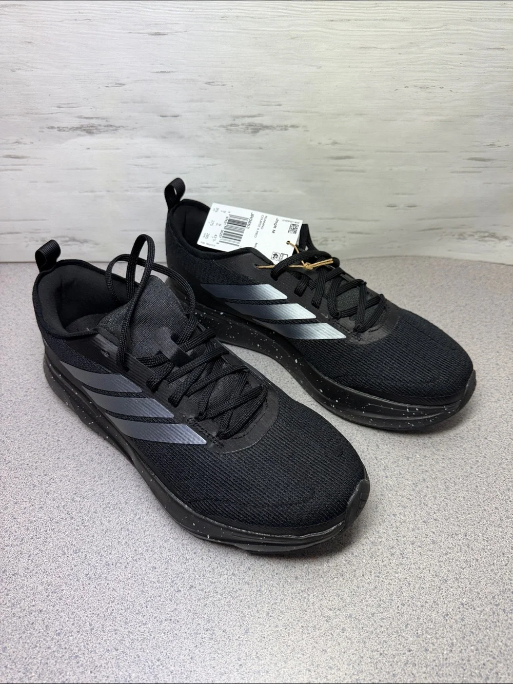 adidas Men's Black Athletic Shoes with Silver Stripes